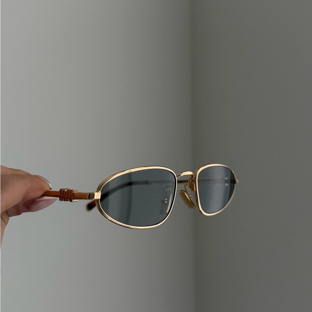 Miu Miu Gold Frame Sunglasses with Dark Gray Lenses - Picture 3 of 7